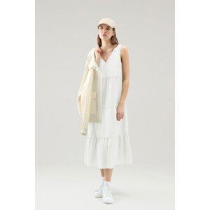 Šaty woolrich poplin maxi dress bílá s