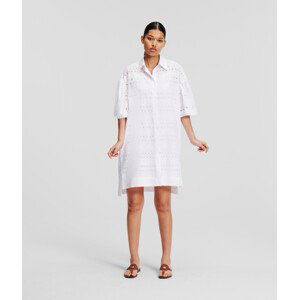 Šaty karl lagerfeld sslv embroidery shirt dress bílá 40