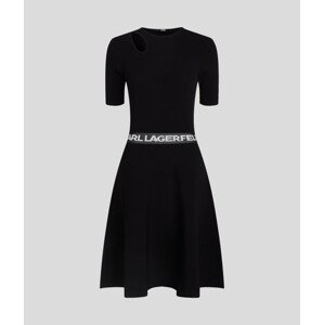 Šaty karl lagerfeld sslv logo knit dress černá m