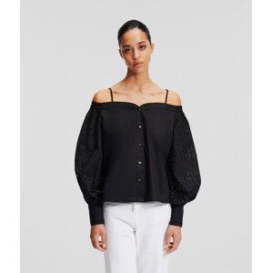 Halenka karl lagerfeld off shoulder embroidery top black