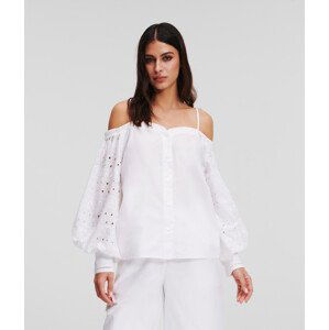 Halenka karl lagerfeld off shoulder embroidery top bílá 44