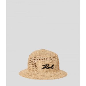 Klobouk karl lagerfeld k/signature raffia bucket hat hnědá none