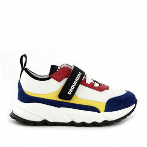 Tenisky dsquared  leather & tech run slash sneakers low lace up & strap bílá 34