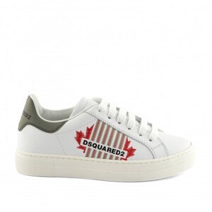 Tenisky dsquared  logo & maple leaf leather sneakers low lace up bílá 32