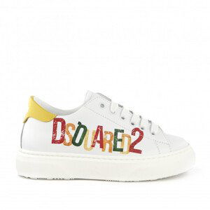 Tenisky dsquared  logo leather sneakers low lace up bílá 32