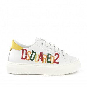 Tenisky dsquared  logo leather sneakers low lace up bílá 40