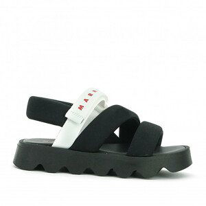 Sandále marni contrasting printed logo padded lycra platform sandals black