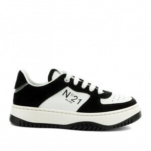 Tenisky no21 contrasting printed logo nappa and suede lace-up low sneakers černá 32