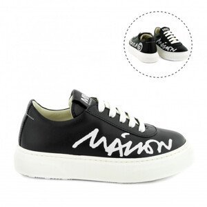 Tenisky mm6 contrasting printed logo leather lace-up low sneakers černá 33