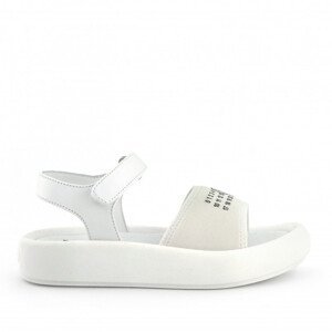 Sandále mm6 contrasting printed logo leather & lycra platform sandals bílá 33