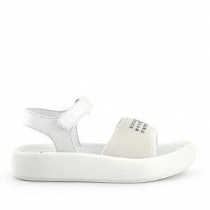 Sandále mm6 contrasting printed logo leather & lycra platform sandals white