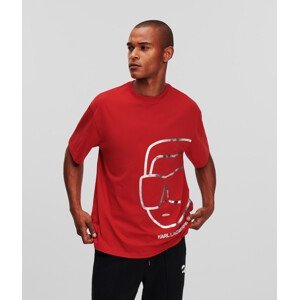 Tričko karl lagerfeld ikonik 2.0 outline big t-shirt červená xs