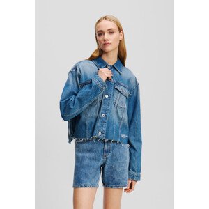 Bunda karl lagerfeld jeans klj relaxed fringed denim jkt stone washed mid blue