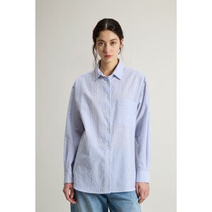 Košile woolrich seersucker cotton shirt blue stripe