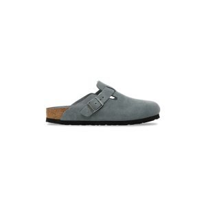 Semišové pantofle Birkenstock Boston dámské, šedá barva, 1030874