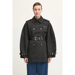 Trench kabát GANNI Heavy Twill Midi Trench černá barva, W0893