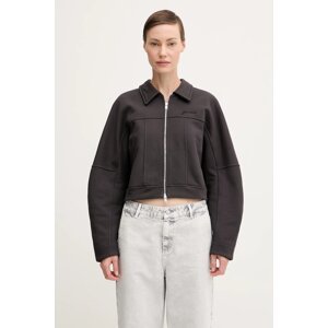 Bunda GANNI Heavy Terry Jersey Bomber černá barva, přechodná, T4358