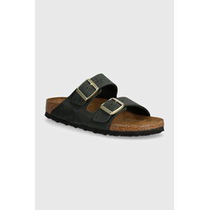 Nubukové pantofle Birkenstock Arizona zelená barva, 1028030