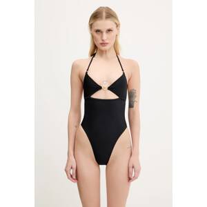 Jednodílné plavky Marine Serre Swimwear Jersey černá barva, měkký košík, WSW015A.CJER0061