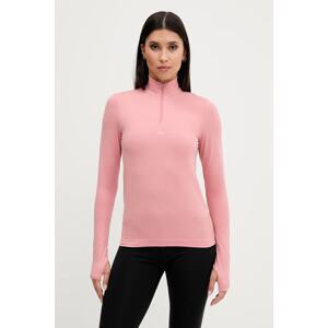 Tričko s dlouhým rukávem Pangaia Plant-Stretch Zipped Long Sleeve Top dámské, růžová barva, 10002426