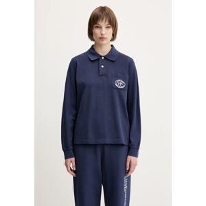 Bavlněné tričko s dlouhým rukávem Sporty & Rich Riding Club Longsleeve Pique Polo tmavomodrá barva, TO086612244BL106