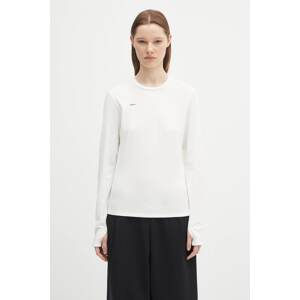 Tričko s dlouhým rukávem Pangaia Cotton-Stretch Long-Sleeved Top bílá barva, 10002429