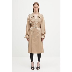 Bavlněný trenčkot MM6 Maison Margiela dámský, béžová barva, oversize, S52AH0080