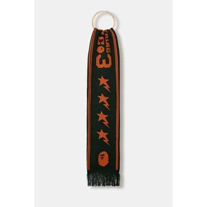 Šátek z vlněné směsi A Bathing Ape Jacquard zelená barva, 1K80182011