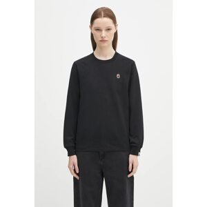 Bavlněné tričko s dlouhým rukávem A Bathing Ape One point dámské, černá barva, 1K80211017