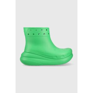 Holínky Crocs Classic Crush Rain Boot dámské, zelená barva, 207946, 207946.3E8-3E8