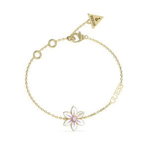 Guess Krásný pozlacený náramek s květinou White Lotus JUBB04134JWYGWH 18,5 cm