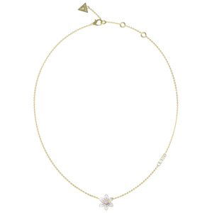 Guess Krásný pozlacený náramek s květinou White Lotus JUBN04136JWYGWHT/U