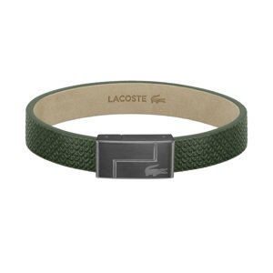 Lacoste Zelený kožený náramek Monogram Leather 2040186 17,5 cm