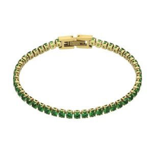 Marc Malone Tenisový pozlacený náramek Tessa Green Bracelet MCB23055G