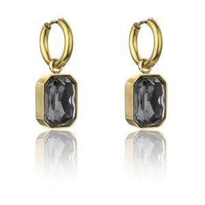 Marc Malone Pozlacené náušnice s černými kamínky Royalty Grey Earrings MCE23150G