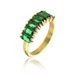 Marc Malone Blyštivý pozlacený prsten se zirkony Leila Green Ring MCR23062G 57 mm