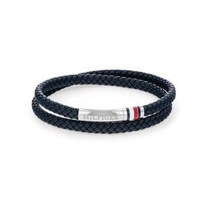 Tommy Hilfiger Tmavě modrý kožený náramek s ocelovým zapínáním 2790549