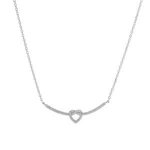 AGAIN Jewelry Stříbrný náhrdelník se třpytivým srdíčkem AJNA0006