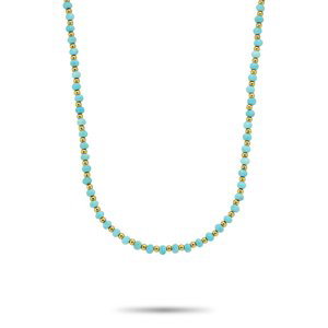 Rebel&Rose Korálkový náhrdelník Mix Turquoise Gold RR-NL047-G-40