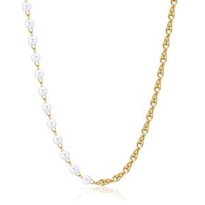 S`Agapõ Úchvatný pozlacený náhrdelník s perlami Chunky SHK64