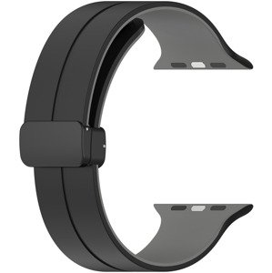 4wrist Silikonový řemínek s magnetickou sponou pro Apple Watch 38/40/41 mm - Black/Grey