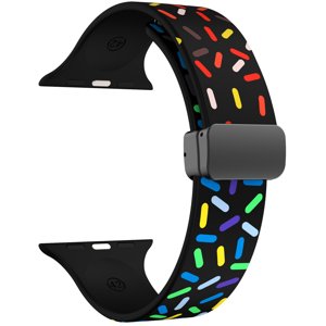 4wrist Silikonový řemínek s barevným motivem pro Apple Watch 42/44/45/49 mm - Černý