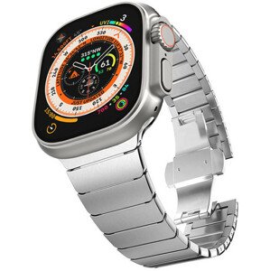 4wrist Ocelový tah s motýlovou sponou pro Apple Watch 42/44/45/49 mm - Silver