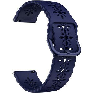 4wrist Silikonový řemínek s květinovým vzorem 20 mm - Dark Blue