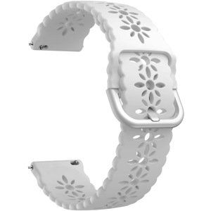 4wrist Silikonový řemínek s květinovým vzorem 22 mm - White