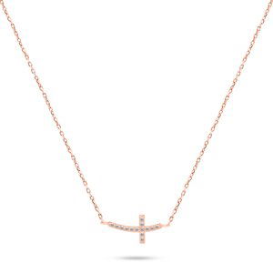 Brilio Silver Bronzový náhrdelník Křížek se zirkony NCL57R