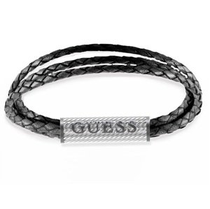 Guess Moderní náramek z pravé černé kůže Bond Street JUMB03033JWSTBK 23 cm - L