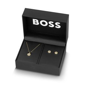 Hugo Boss Luxusní sada pozlacených šperků Medallion 1570149 (náhrdelník, náušnice)