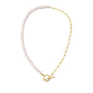 JwL Luxury Pearls Trendy pozlacený náhrdelník s pravými říčními perlami JL0787