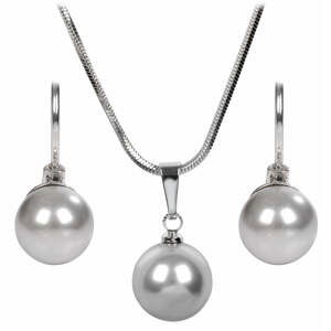 Levien Sada náhrdelníku a náušnic Pearl Light Grey SET-041